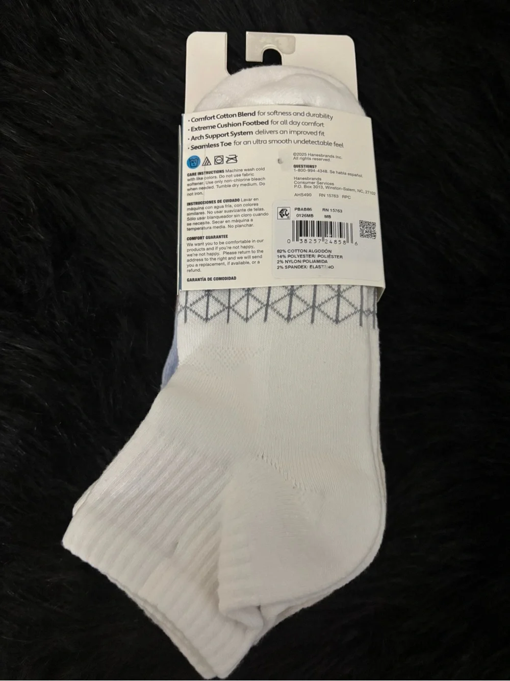 NWT Hanes Men's Athletic Comfort Ankle Socks - Light Blue & White, Size 6-12